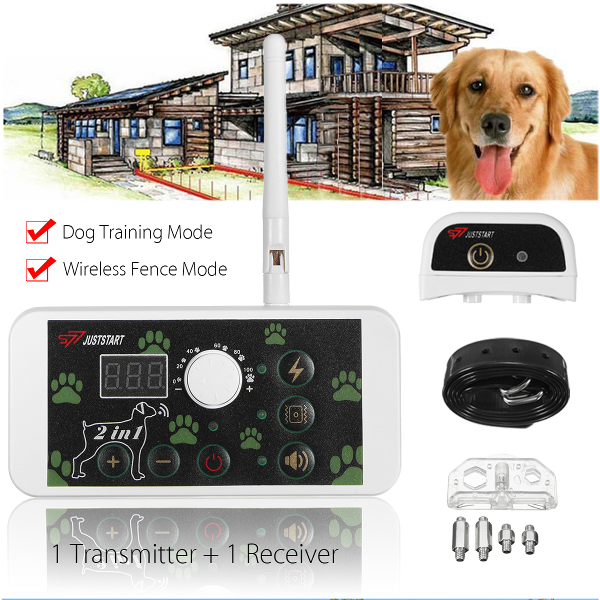 

2 в 1 Беспроводная связь Собака Система для удержания ограждений Transmitter + Приемник
