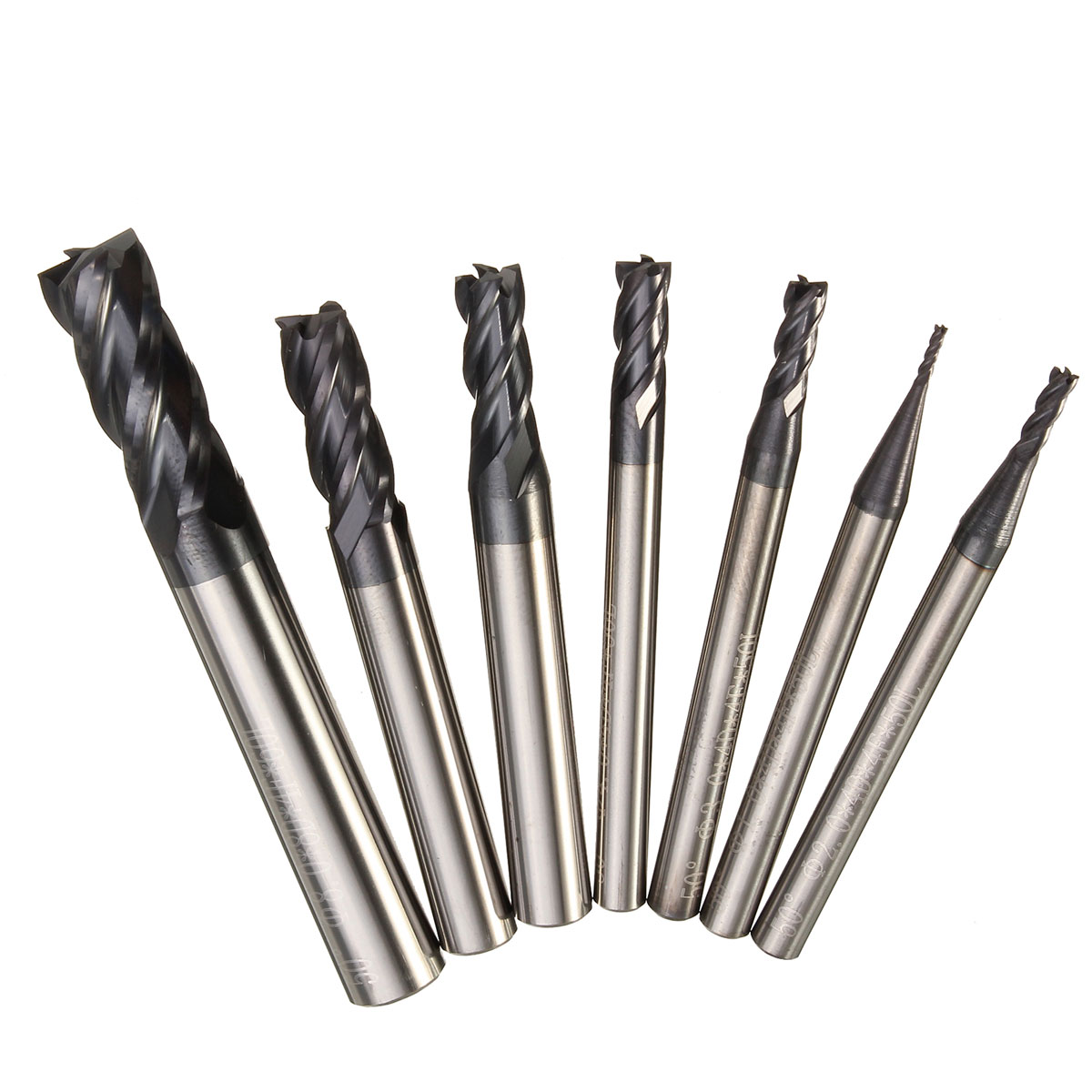 

7pcs 1-8mm 4 Flutes Tungsten Carbide End Mill Set Straight Shank End Mill Cutter CNC Tool