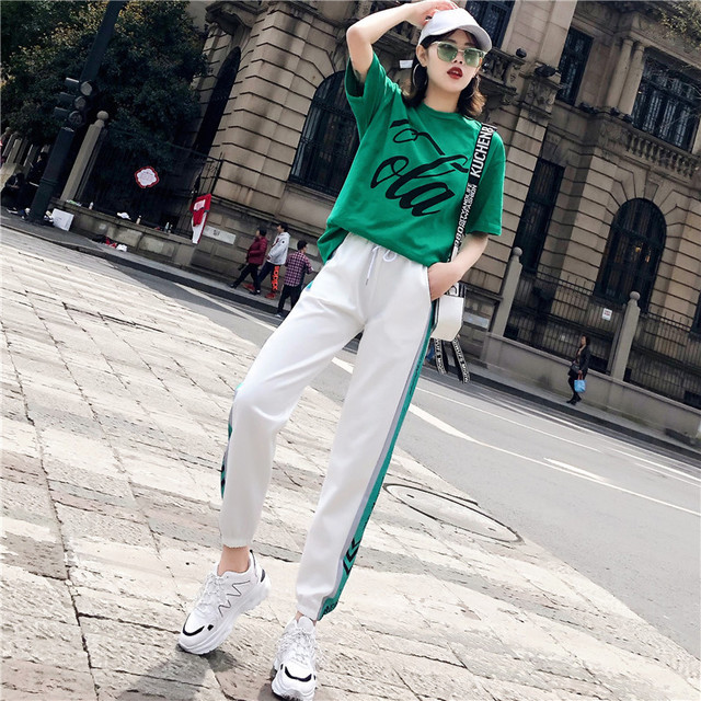 

Sports Suit Women's New Season Fashion Hip Hop Casual Loose Running Clothes Two-piece Short-sleeved Tide Days
