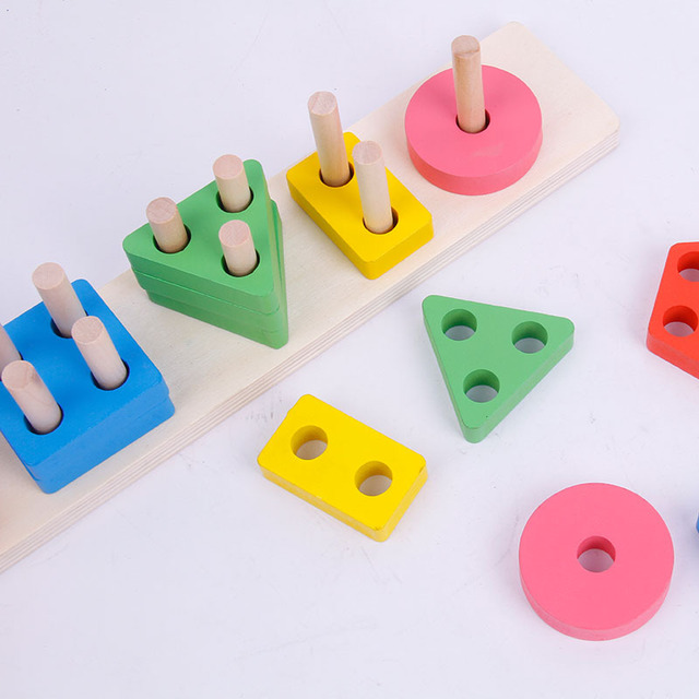 

Puzzle Early Education Five Sets Of Columns Baby Geometric Intelligence Board Shape Paired Building Blocks Toy Teaching Aids Children Enlightenment