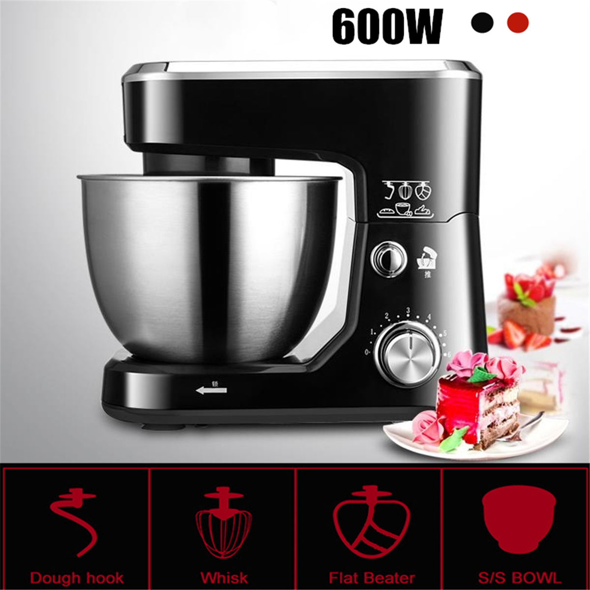 Automatic Mini Egg Beater Stand Mixer Multifunctional 4L Capacity 600W Power Motor Egg Blender 220V 50Hz Tilt Head W Bowl with handle Motor Over-Tempe 15