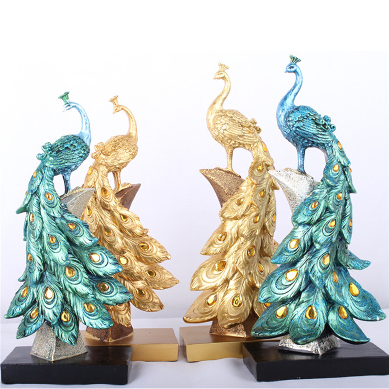 

Peacock Resin Desktop Ornament Animal Figurine Statue Home Decorations Crafts