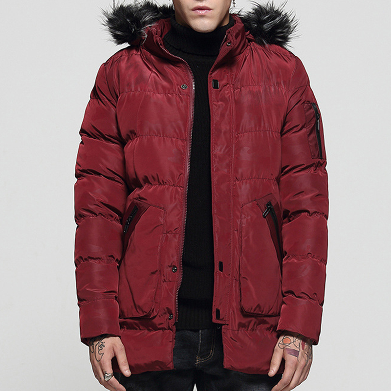 

Мужская зимняя средняя длинная толстая теплая куртка из искусственного меха с капюшоном Parka