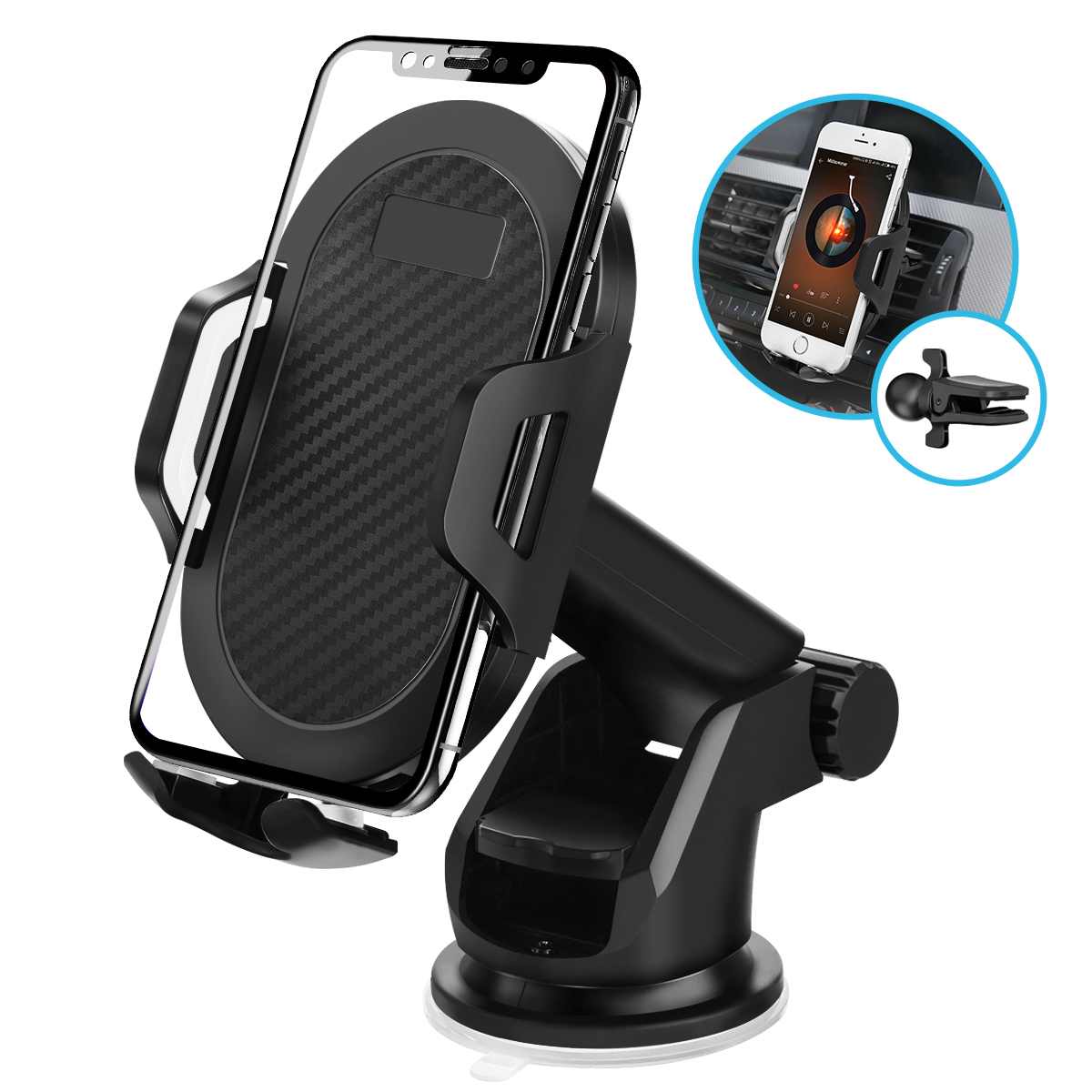 

ELEGIANT 2 In 1 Car Air Vent Dashboard Suction Cup Car Phone Holder For 4.0 Inch - 6.5 Inch Smart Phone iPhone XS Max Samsung Galaxy S10 Plus