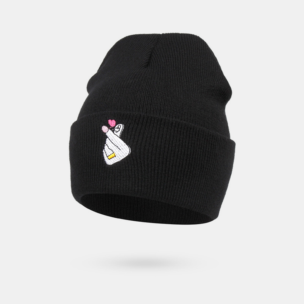 

Unisex Embroidered Heart Beanie Wool Hat Turban Hat