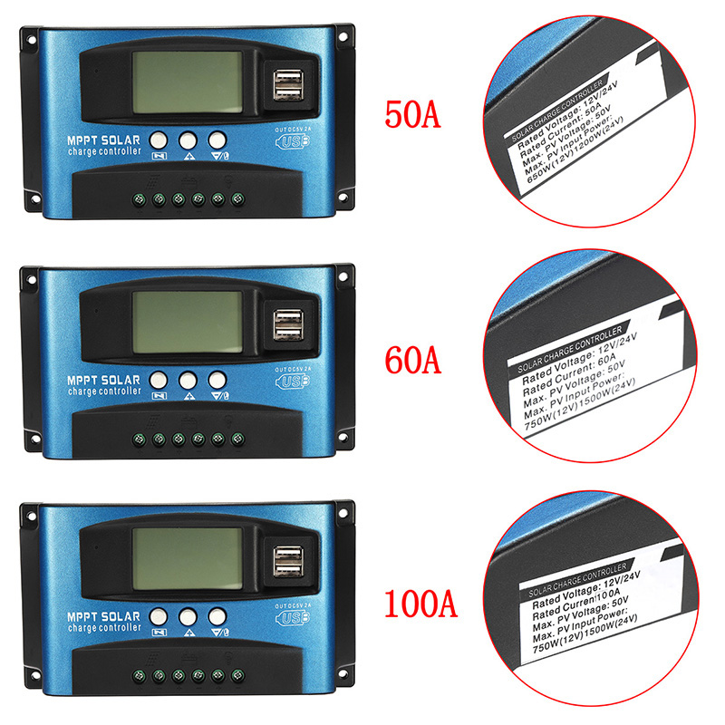 30/40/50/60/100A MPPT Solar Controller LCD Solar Charge Controller Accuracy Dual USB Solar Panel Battery Regulator 5