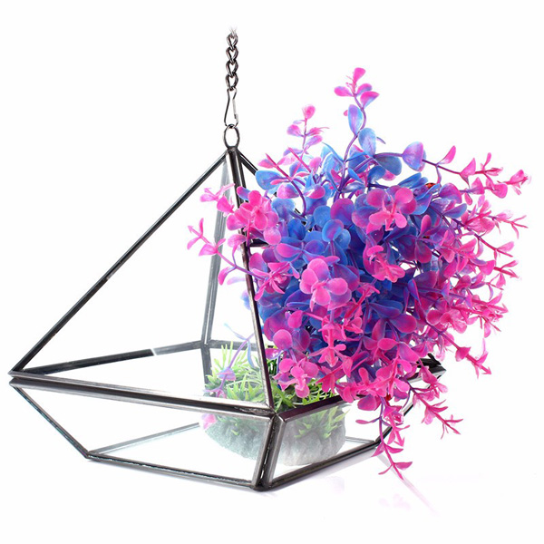 

Triangle Greenhouse DIY Micro Landscape Glass Terrarium Succulent Plants Flower Pot