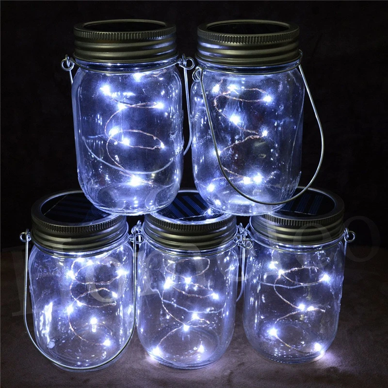 Solar Powered 1M 10LEDs Mason Jar Lid Insert Fairy String Light for Garden Christmas Party