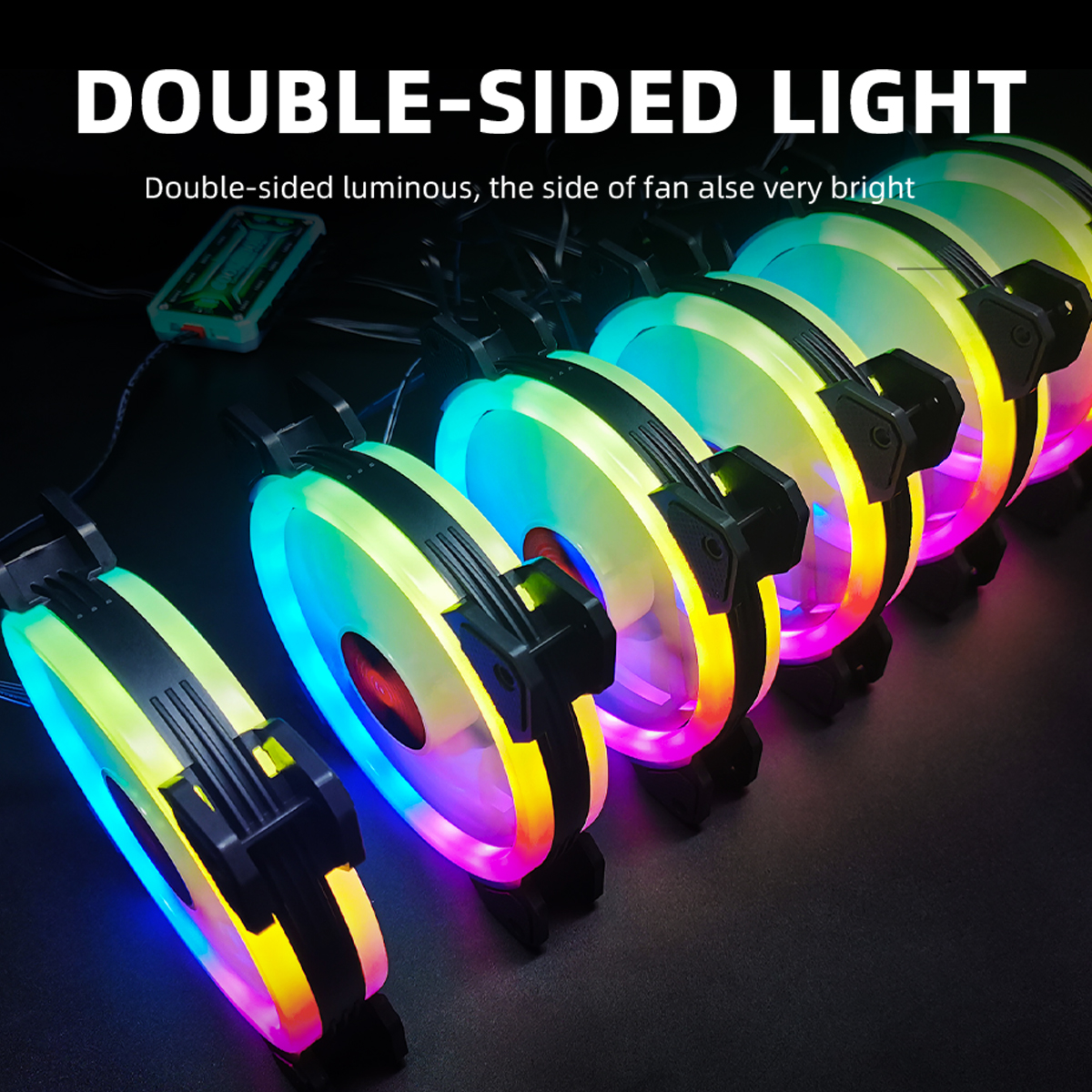 Find 120mm Computer PC Cooler Cooling Fan RGB LED Multicolor mode Quiet Chassis Fan With Controller for Sale on Gipsybee.com with cryptocurrencies