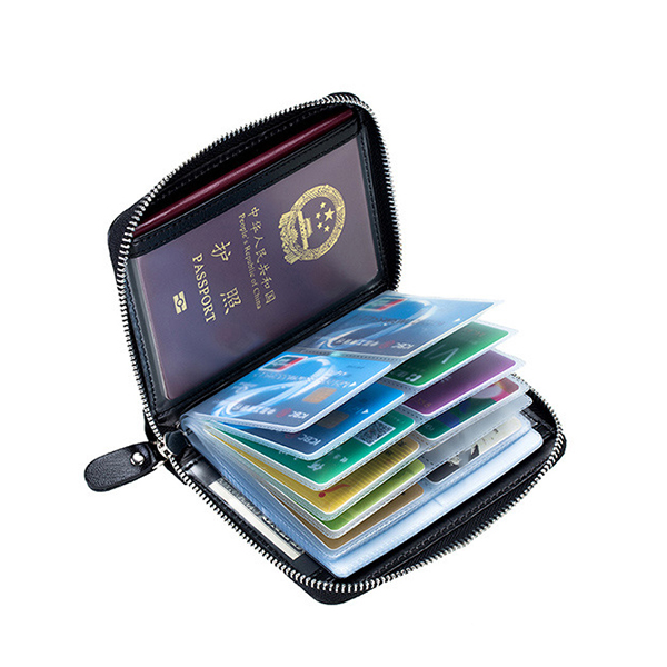 

RFID Antimagnetic Genuine Leather 40 Card Slots Card Holder Passport Storage Bag