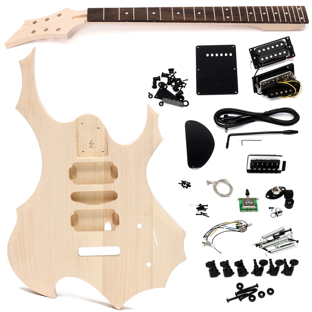 

DIY Электрическая гитара Basswood Wood Body Unfinished Набор Комплект с Шея String