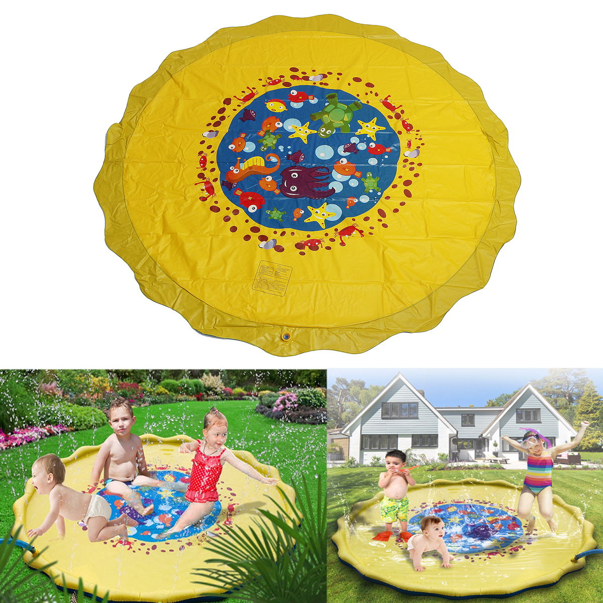 

170CM Outdoor Inflatable Sprinkle Splash Mat Toddler Baby Kid Garden Water Spray Toys Play Pool