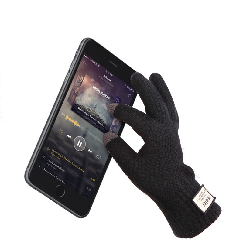 

iwinter Winter Autumn Men Knitted Cycling Gloves Touch Screen Male Thicken Warm Wool Cashmere Solid Gloves Business Mitten