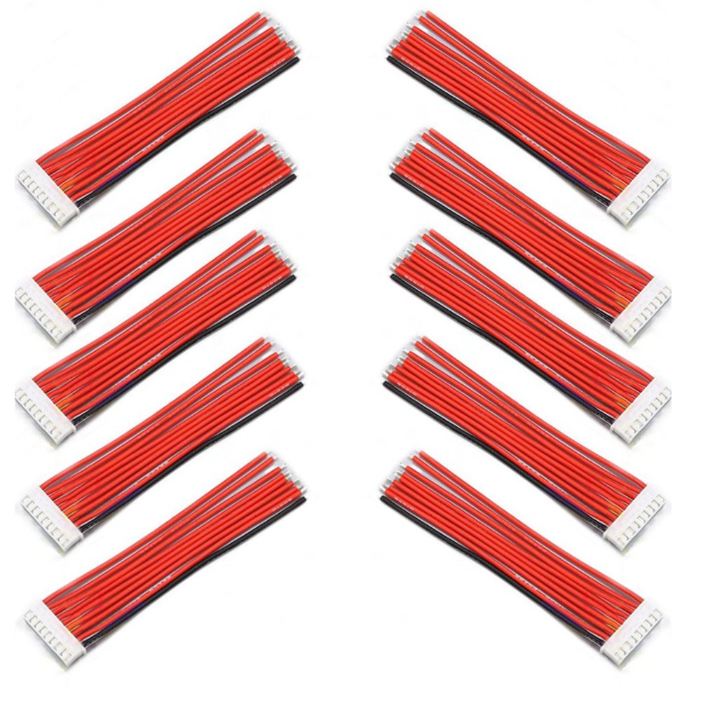 

10 Pieces 2.54XH 22AWG 13CM 8S 9Pin Balance Cable Silicone Wire for Lipo Batteries