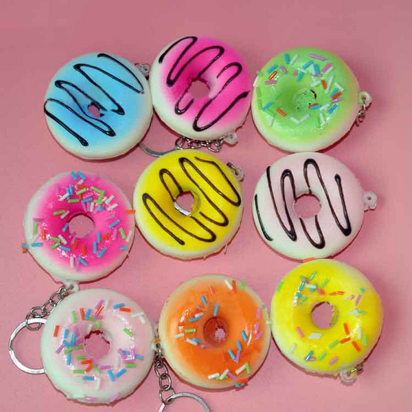 

10PCS 5CM случайный цвет Squishy Donuts сотовый телефон ремешок Key Chain Scented