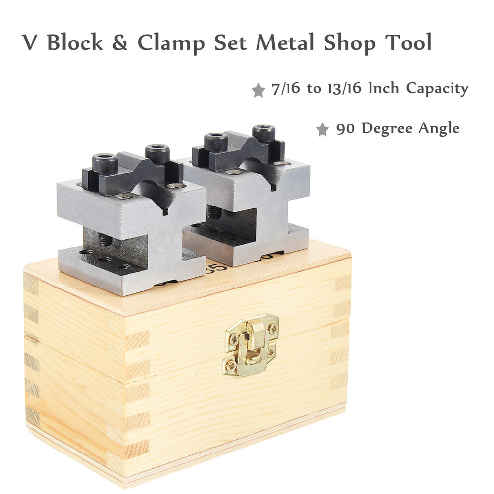 V Block Clamp Set V Block Matched Pair 7/16 to 13/16 90 Degree Precision Machine