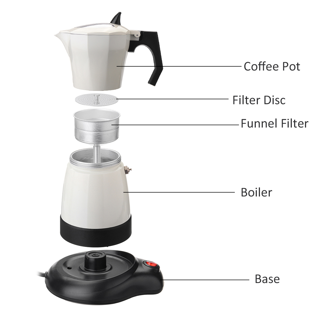 6 Cups Electric Tea Coffee Maker Pot Espresso Machine Mocha Home Office 480W Coffee Machine 74