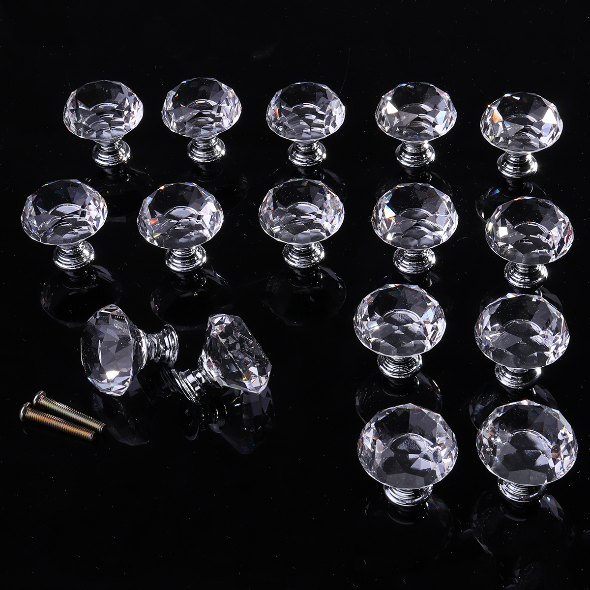 

16PCS 30mm Crystal Glass Cabinet Knob Diamond Shape Drawer Cupboard Door Handle Pulls