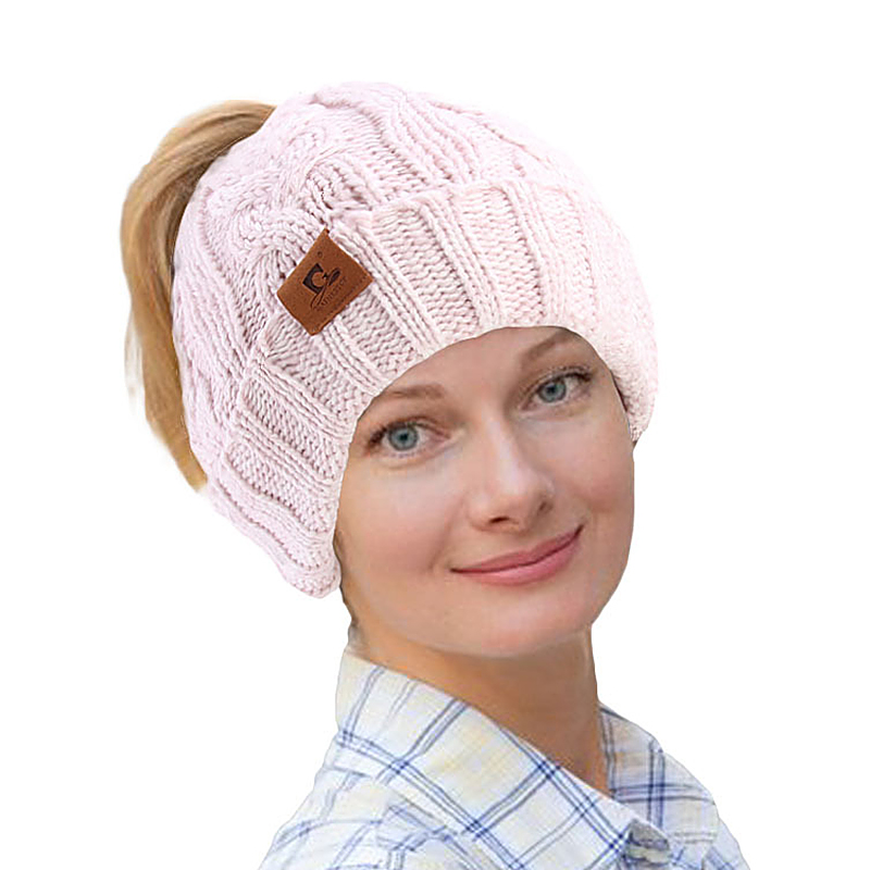 

Middle-aged Outdoor Thicken Earmuffs Ponytail Beanie Caps