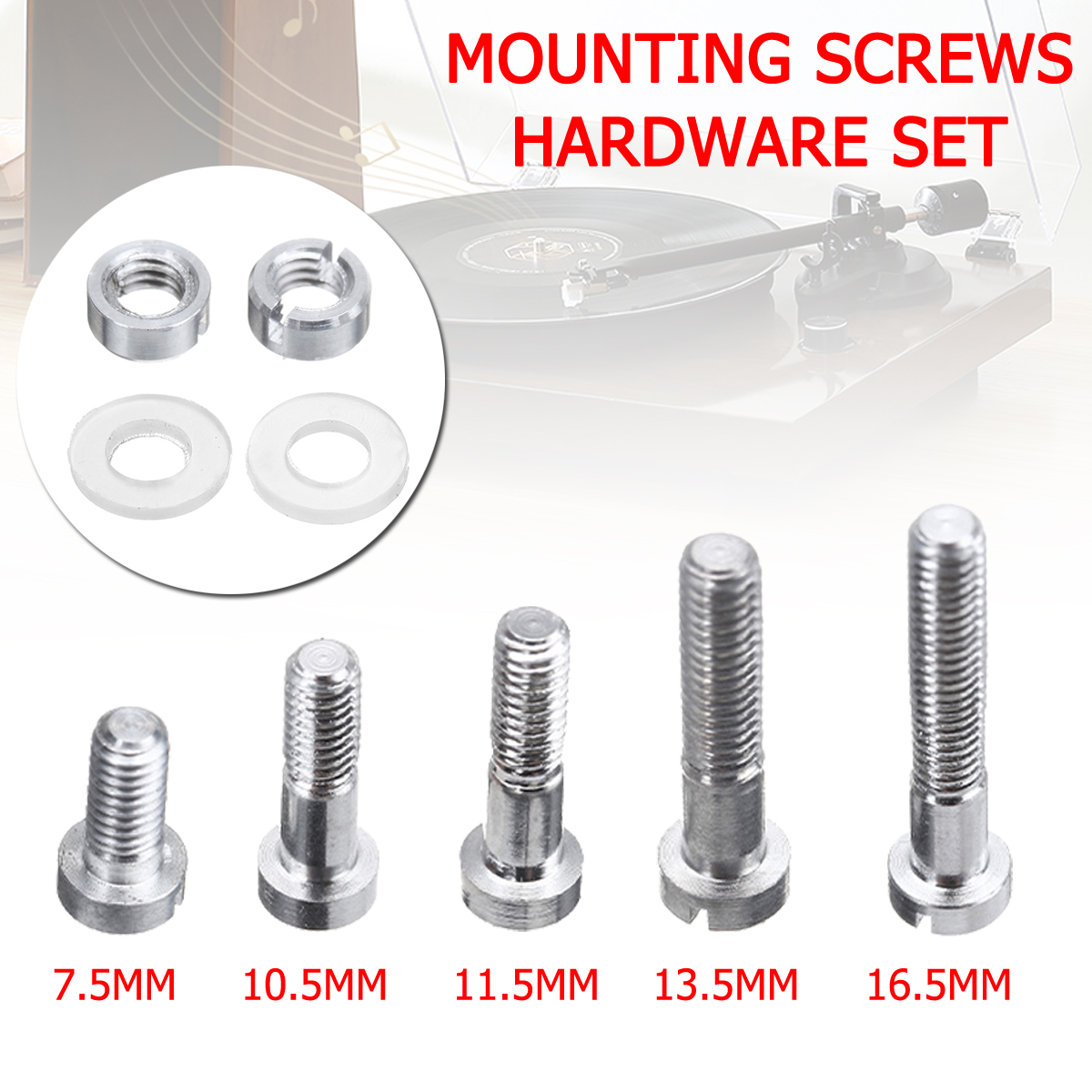 7.5mm/10.5mm/11.5mm/13.5mm/16.5mm M2.5mm Mounting Screw Set For Record Player 15