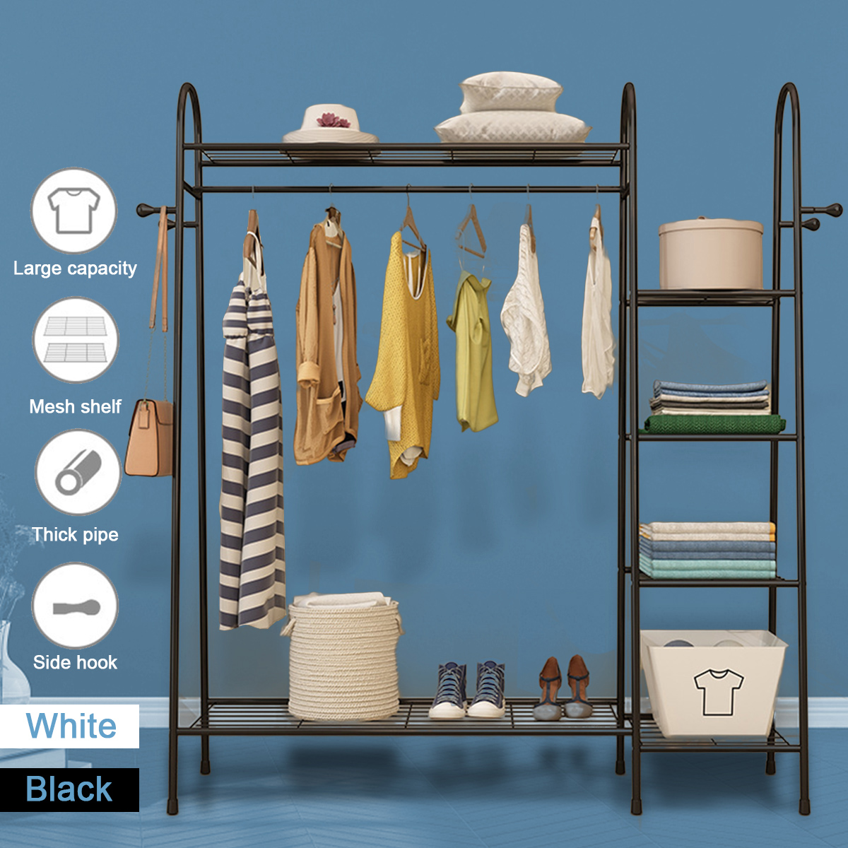 Multi-layers Floor Hanger Clothes Rack Shoes Storage Shelf Hats Wardrobe for Home Furniture 2