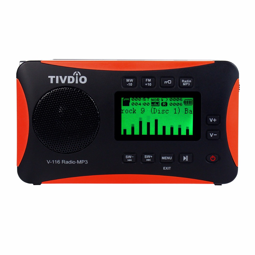 

TIVDIO V-116 Portable Shortwave Radio with FM MW SW Transistor Support Micro-SD Card AUX Input MP3 Player Speaker Alarm World Receiver USB/SD Card Sleep Timer Alarm Clock /E-book/Calendar