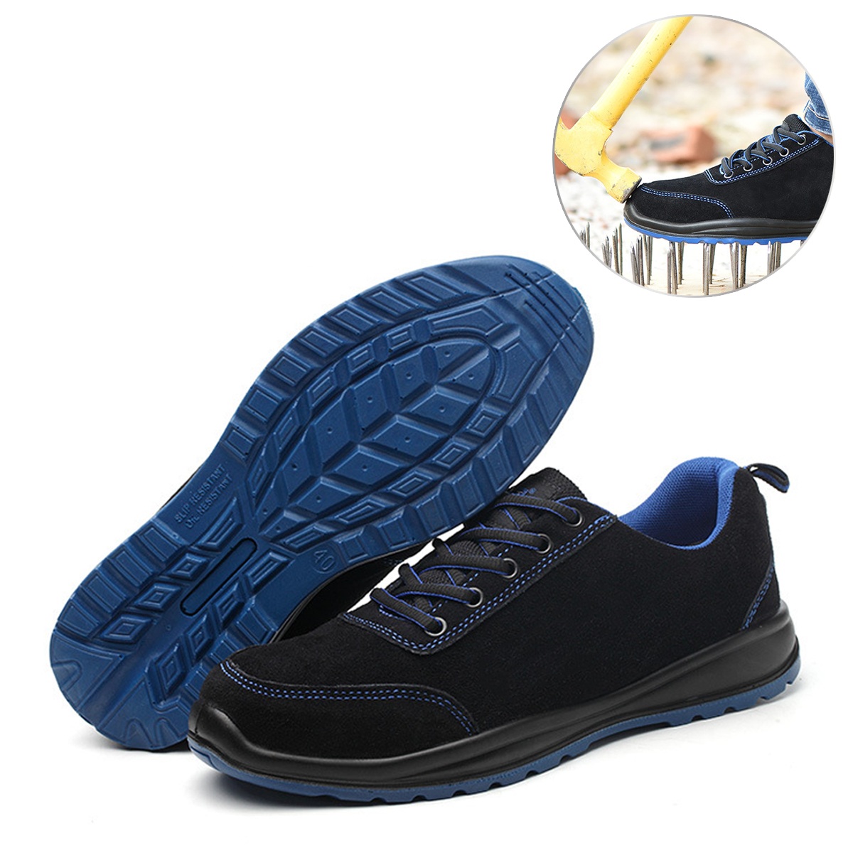 

TENGOO Мужская защитная обувь Рабочая обувь Носки со стальным носком Противоскользящие нескользящие спортивные кроссовки