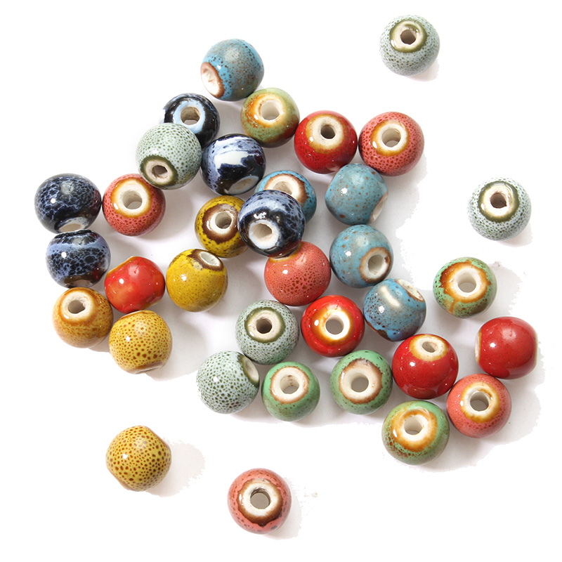 

Retro Style 5Pcs 10mm Flower Glaze Beads Round DIY Spacer Loose Beads