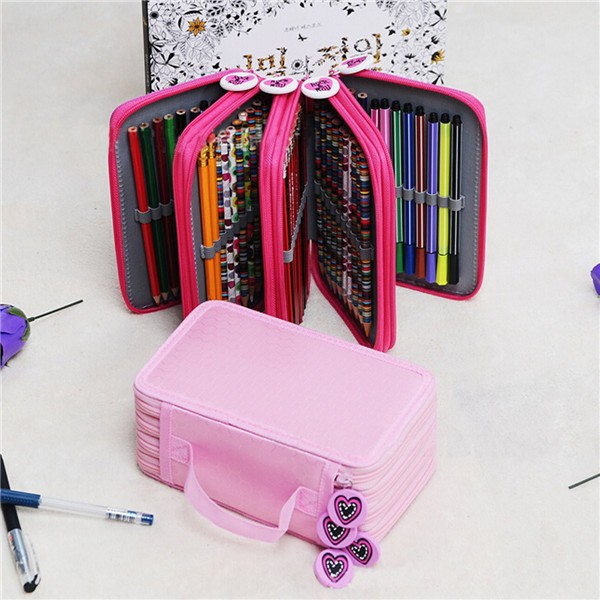 

Storage Bag 72 Holes 4 Layers Pen Case Stationary Pouch Bag Travel Cosmetic Brush Makeup Multi-functional Canvas Holder