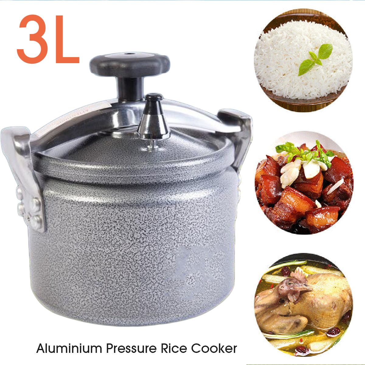 Slkima 3L Portable Aluminium Pressure Rice Cooker Stovetop Cooking Pot Outdoor Camping 16
