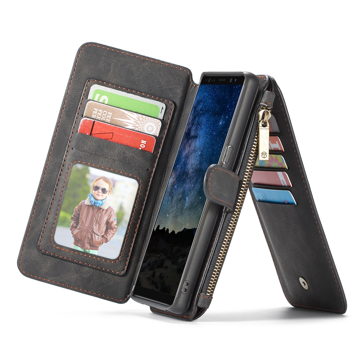

Caseme Magnetic Detachable Zipper Wallet Card Slot Protective Case For Samsung Galaxy Note 9