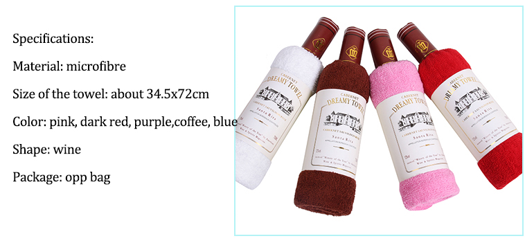 34.5x72cm Wine Shape Cotton Absorbent Towel Festival Gift Home Decor