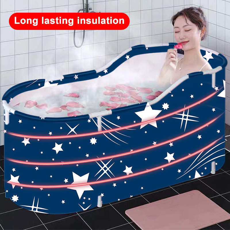 120x70x60cm Folding Bathtub Portable PVC Water Tub Outdoor Room Adult Spa Bath 3