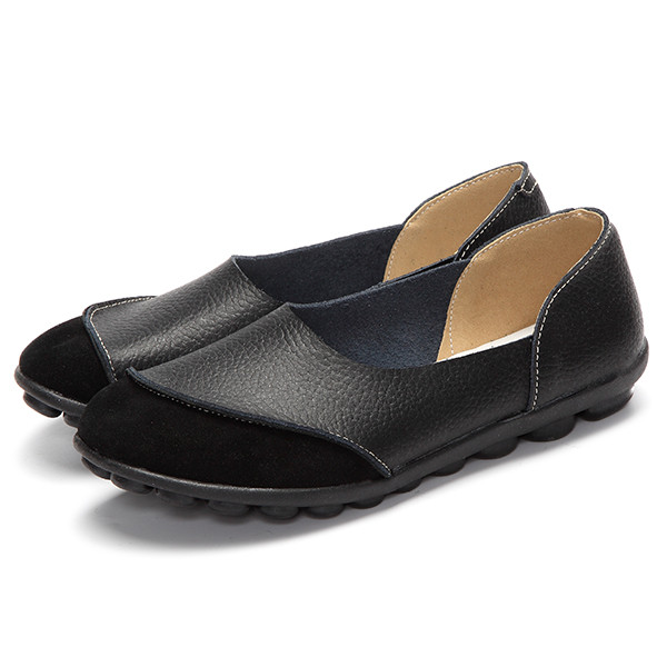 soft comfy slip on pattern match casual flat shoes at Banggood