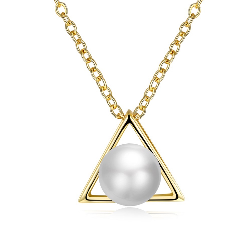 

INALIS Модная жемчужина Кулон Ожерелье с треугольным золотом