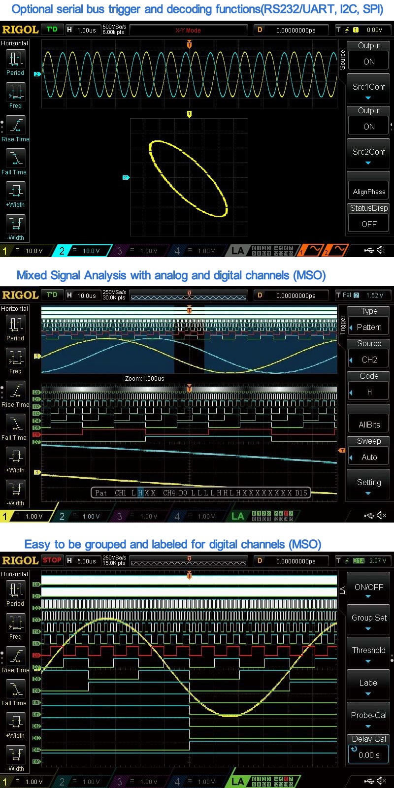 RIGOL DS1054Z Digital 4 Channels 50MHz Bandwidth 1GS/s 7inch WVGA 12Mpts 30,000wfm Oscilloscope