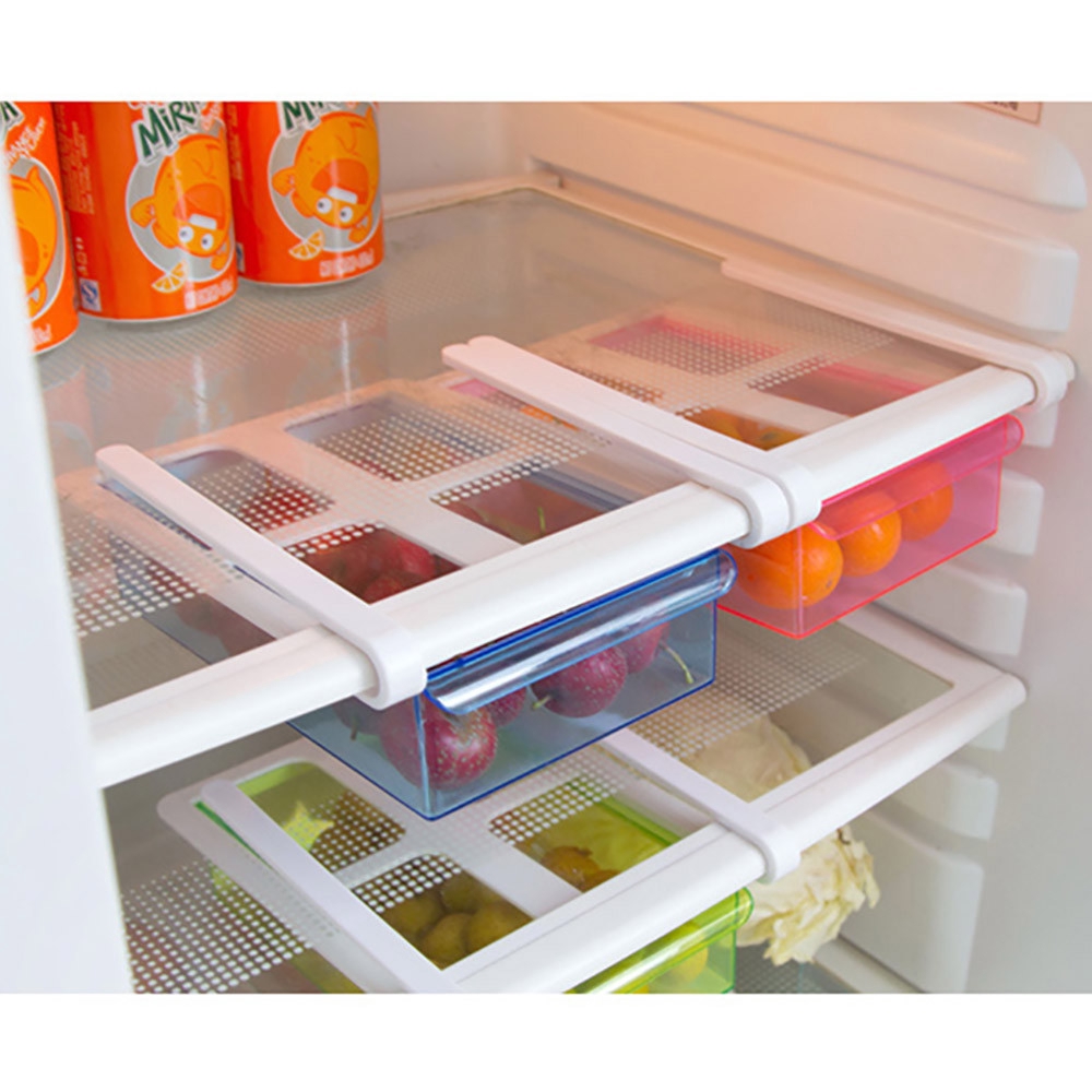 

1Pc Slide Fridge Freezer Organizer Refrigerator Storage Rack Shelf Drawer