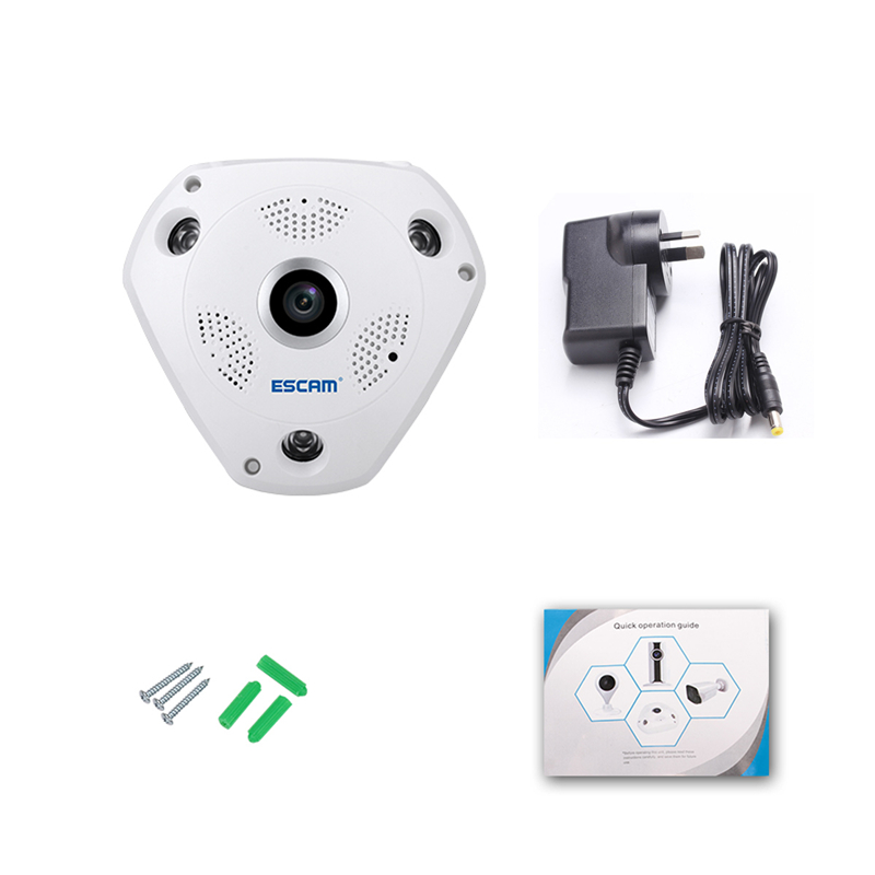 Telecamera 360° ESCAM Fisheye VR QP180 Shark 960P IP WiFi Camera 1.3MP Visione Notturna a Infrarossi 8
