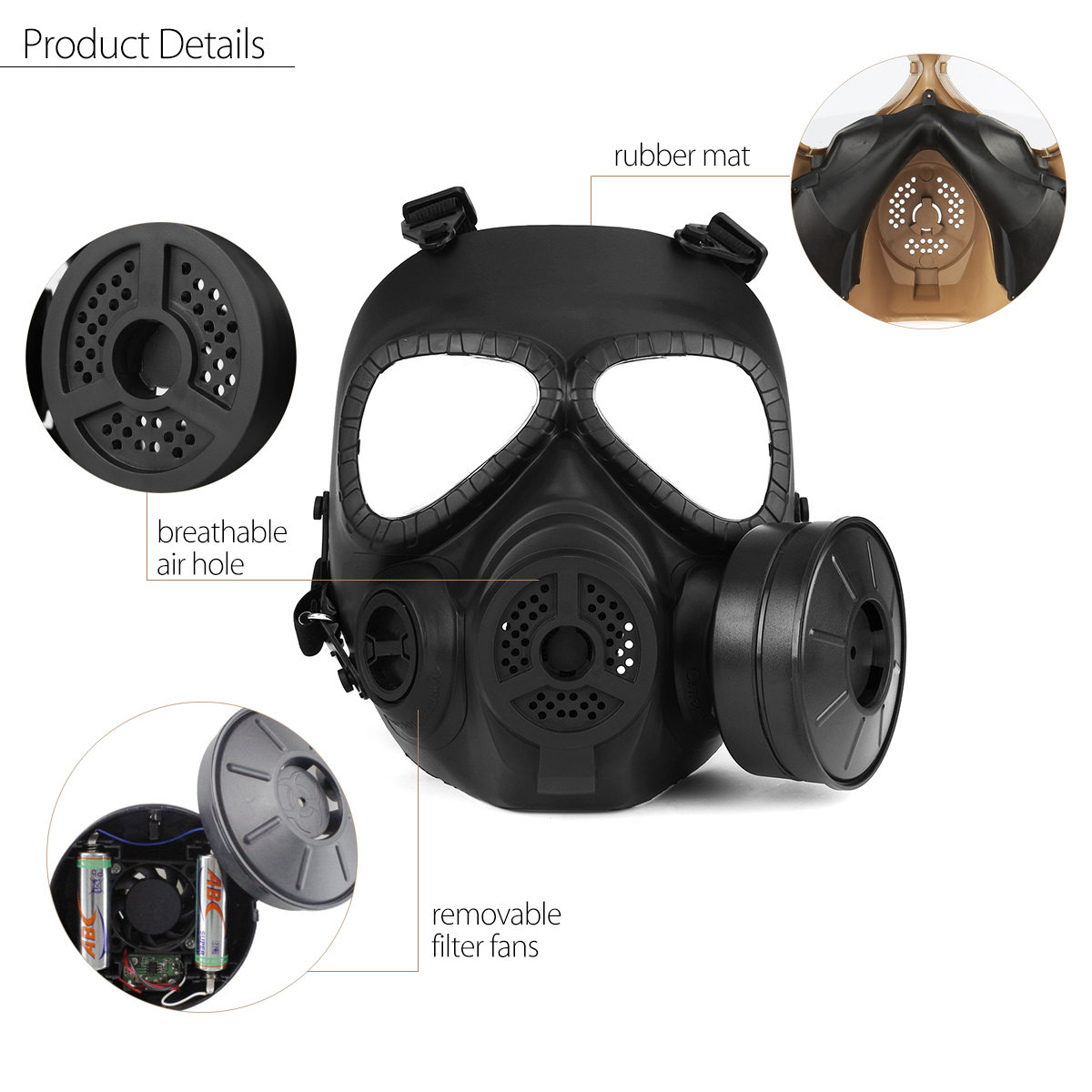 Breathable Gas Mask Double Filter Fan CS Edition Perspiration Dust Face Guard 10