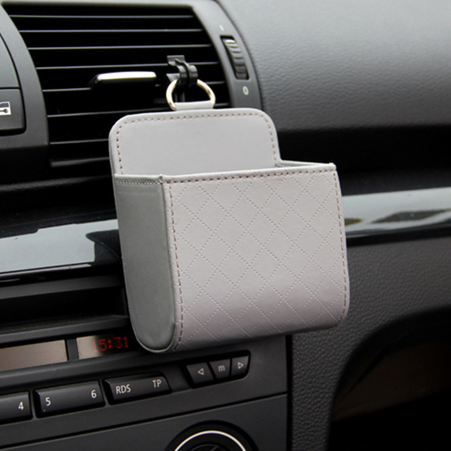 

Car Supplies Air Outlet Storage Bag Car Leather Multi-function Compartment Air Outlet Mobile Phone Holder Storage Box Bag