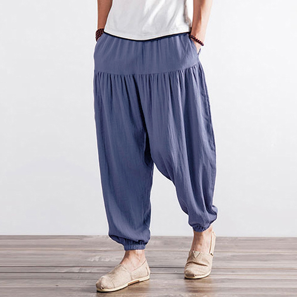 

TWO-SIDED Men Casual Solid Color Loose Mid Rise Harem Pants