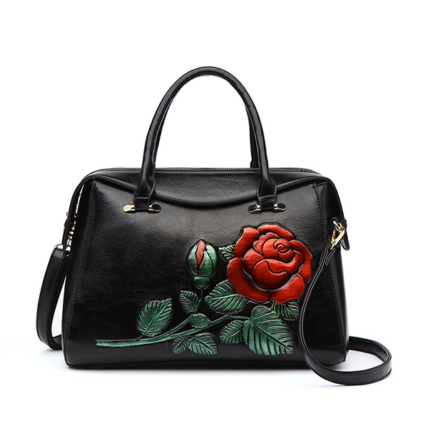 

Brenice Emossed Floral Handbag Retro National Crossbody Bag