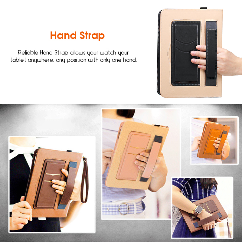 Auto Sleep/Wake Up Card Slots Strap Grip Stand Holder Tablet Case For iPad Pro 10.5 Inch/iPad 9.7 Inch 2018/iPad 9.7 Inch 2017/iPad Pro 9.7 Inch/iPad Air/Air 2 12