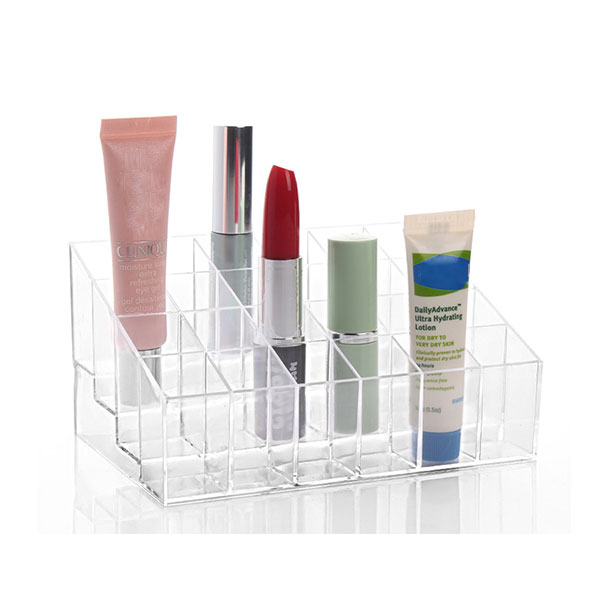 

24 Lipstick Holder Display Stand Clear Acrylic Makeup Organizer Sundry Transparent Storge Boxes