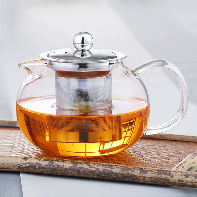 

Pyrex Teapot Small Teapot Kung Fu Tea Set Stainless Steel Filter Boiling Teapot High Borosilicate Glass Bubble Teapot