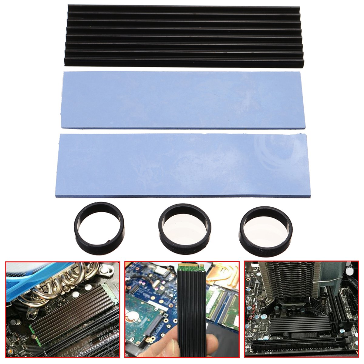 

Aluminum Cooling Heat Sink Thermal Pad Black For SM961 960PRO M.2 NGFF NVMe 2280