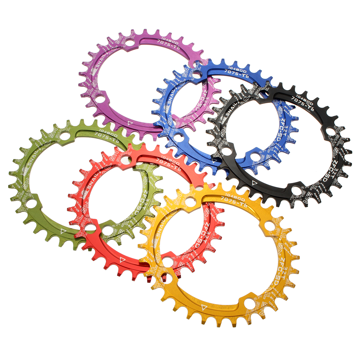 

SNAIL 32T Oval Ddisc Chainring Bicycle Crankset 104MM Chainwheel Bike Single-tooth Positive and Negative Plate