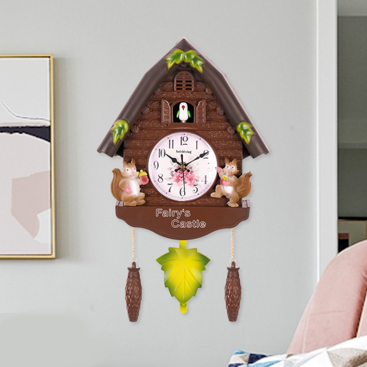 

Wooden Antique Cuckoo Clock Time Bell Swing Alarm Watch Wall Art Handcraft Home
