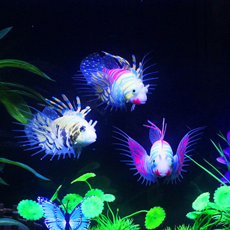 

Glow In The Dark Artificial Aquarium Lionfish Ornament Fish Tank Jellyfish Decorations