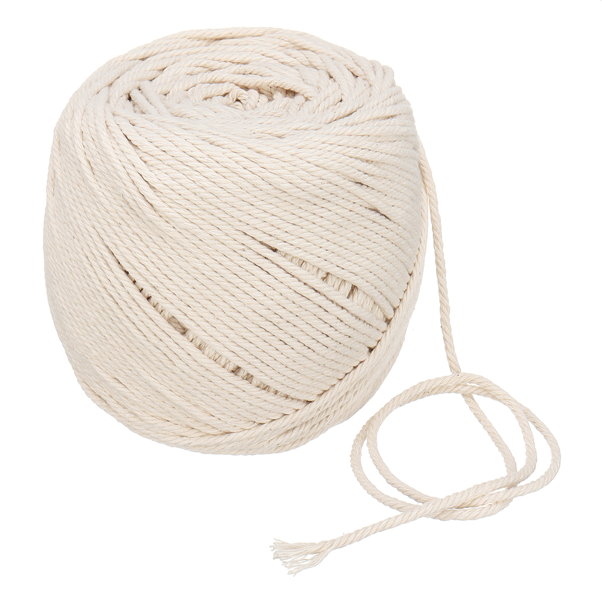 

L350M D2mm Macrame Rope Natural Beige Cotton Twisted Cord Braided Wire For Hand Craft